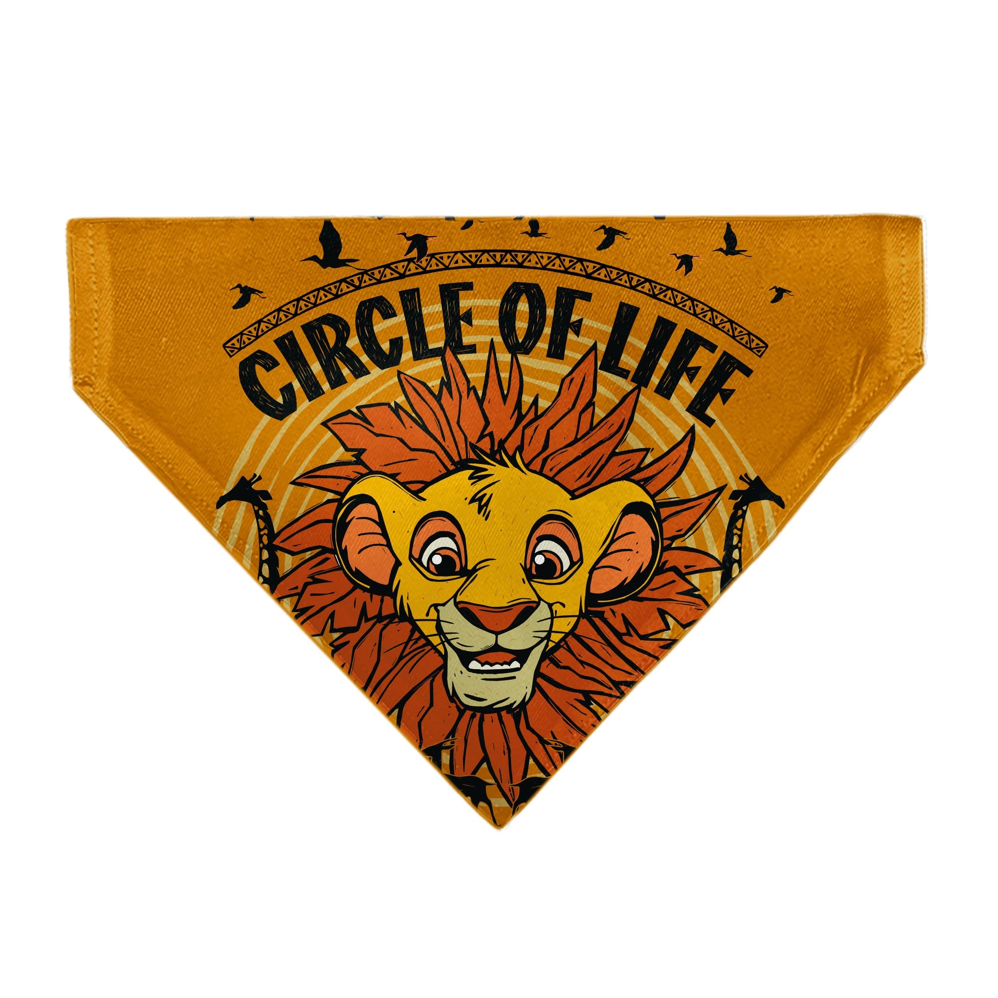 Pet Bandana - The Lion King Young Simba CIRCLE OF LIFE Pose Oranges/Black