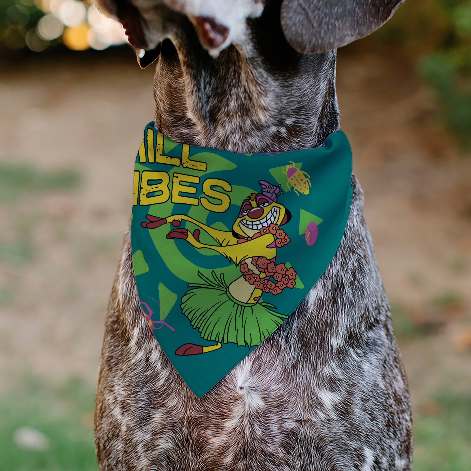 Pet Bandana - The Lion King Timon CHILL VIBES Hula Pose Blue/Multi Color