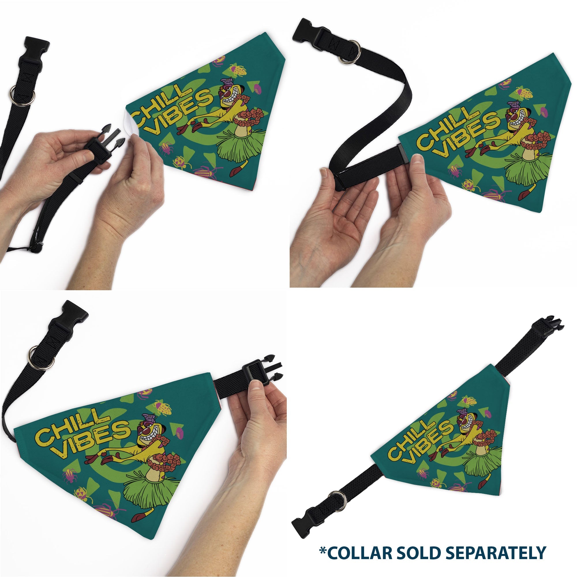 Pet Bandana - The Lion King Timon CHILL VIBES Hula Pose Blue/Multi Color