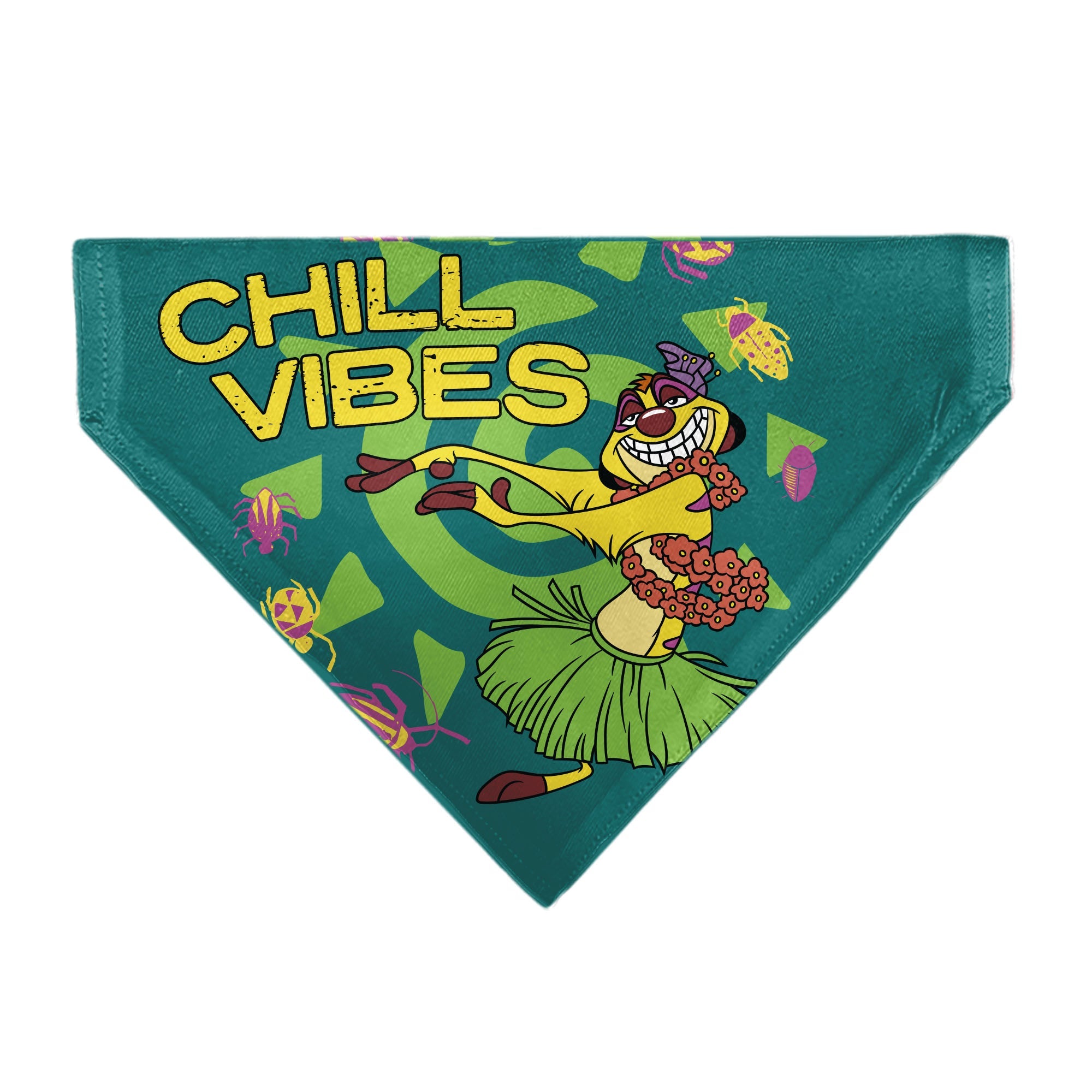 Pet Bandana - The Lion King Timon CHILL VIBES Hula Pose Blue/Multi Color