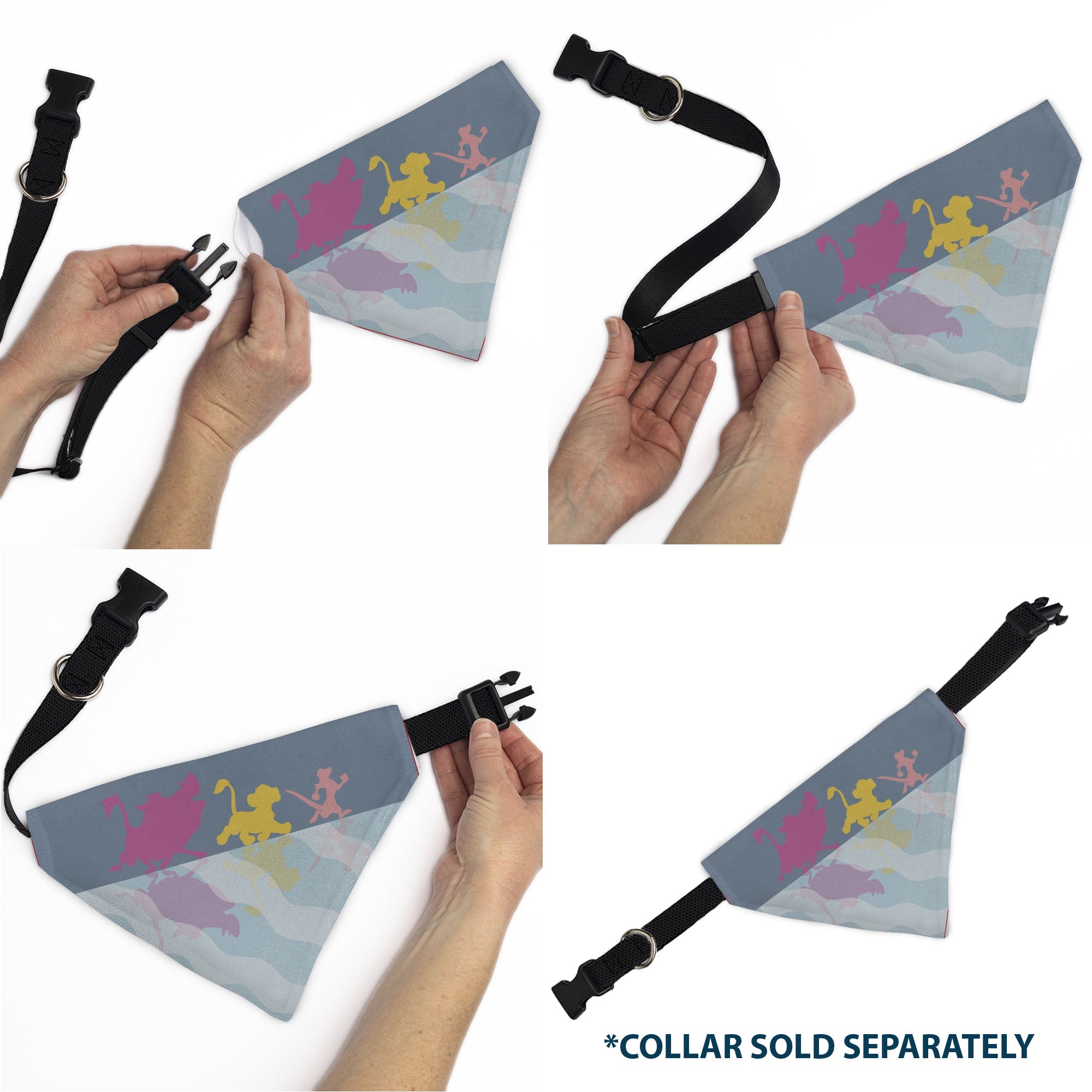 Pet Bandana - Lion King No Worries Silhouette Reflection Pose Blues/Pinks/Yellow