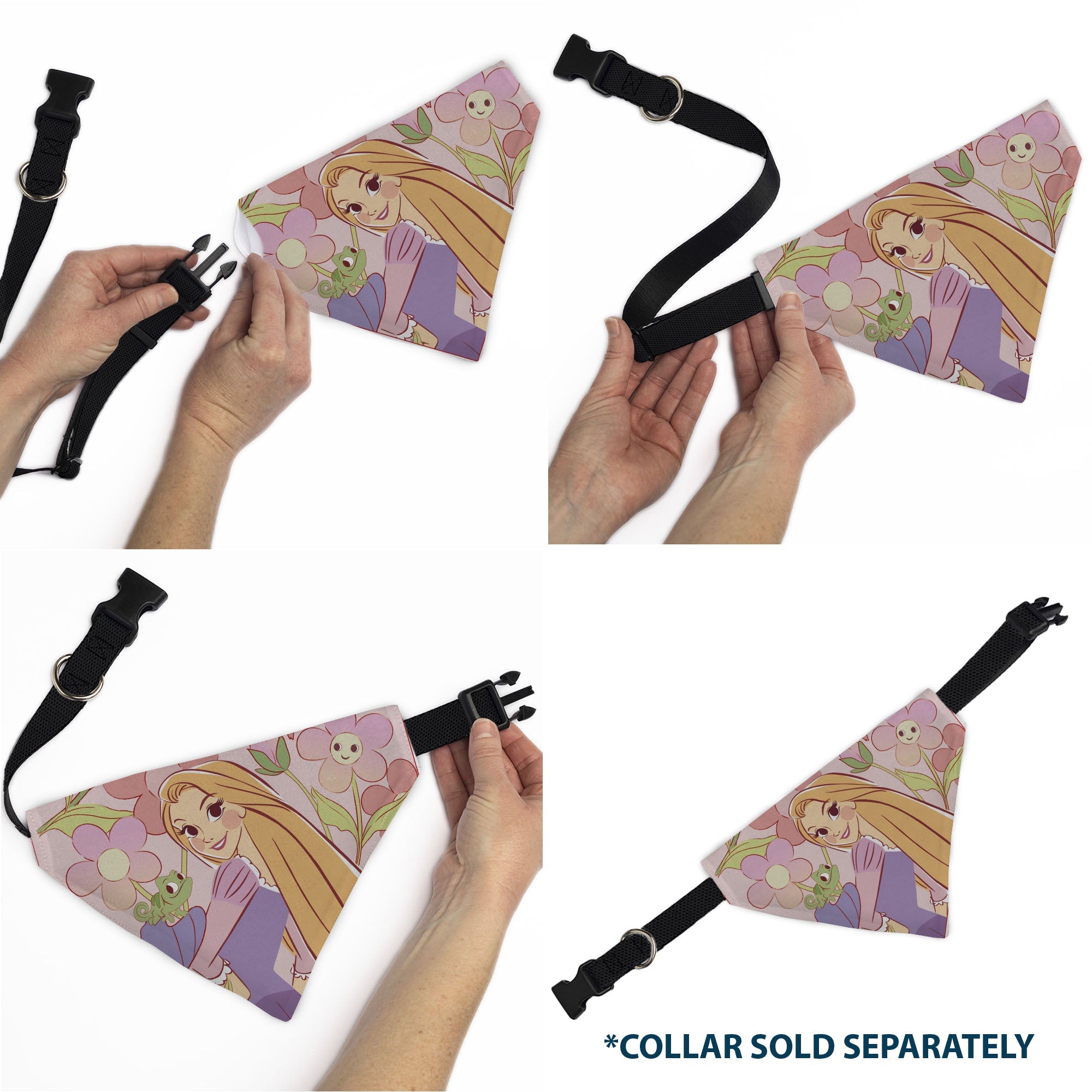 Pet Bandana - Tangled Rapunzel and Pascal Flowers Pose Pinks