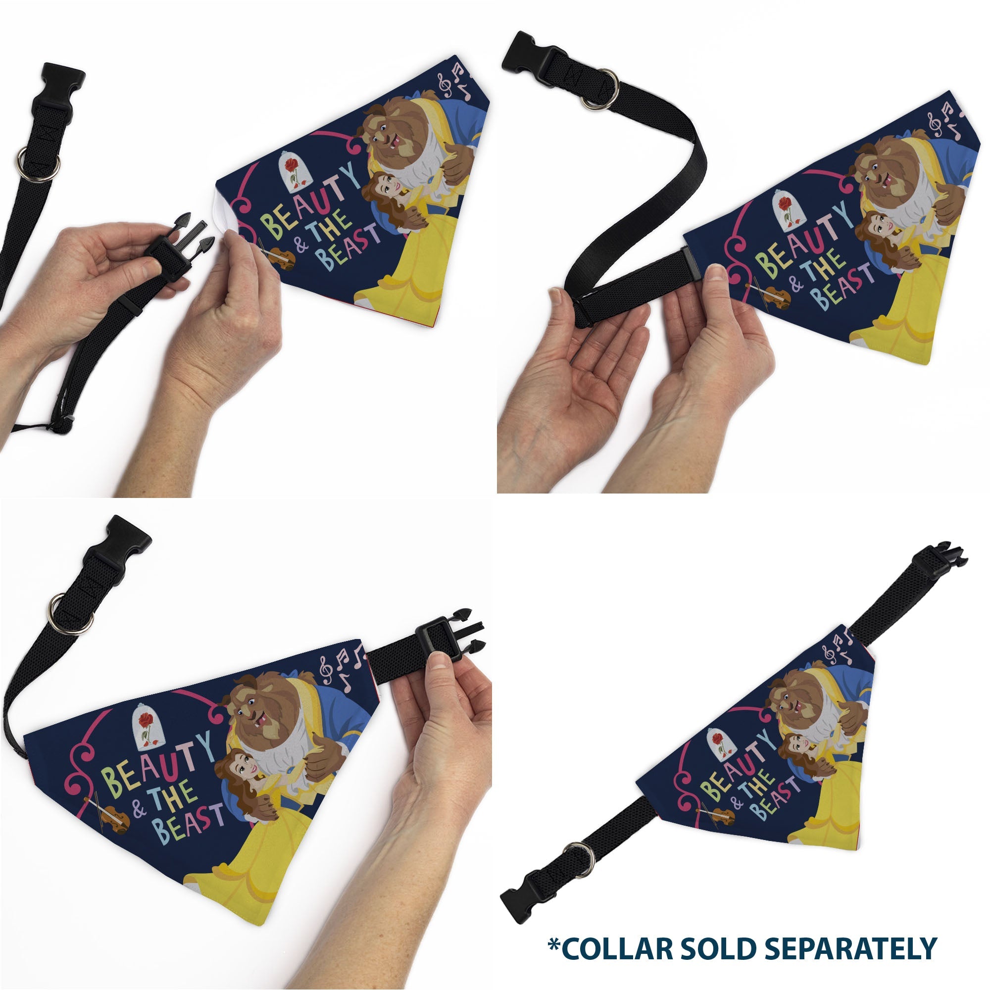 Pet Bandana - BEAUTY & THE BEAST Belle and Beast Dancing Pose Blue/Multi Color