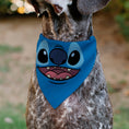 Load image into Gallery viewer, Pet Bandana - Stitch Smiling Face Character Close-Up Blues
