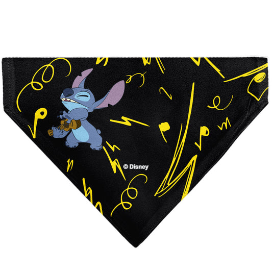 Pet Bandana - Stitch and Scrump Ukulele Jam Pose Black/Yellow