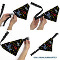 Load image into Gallery viewer, Pet Bandana - Stitch and Scrump Ukulele Jam Pose Black/Yellow
