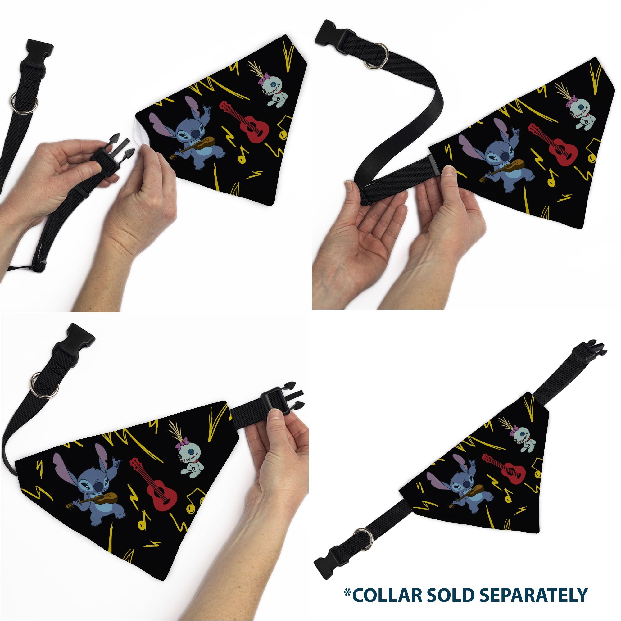 Pet Bandana - Stitch and Scrump Ukulele Jam Pose Black/Yellow