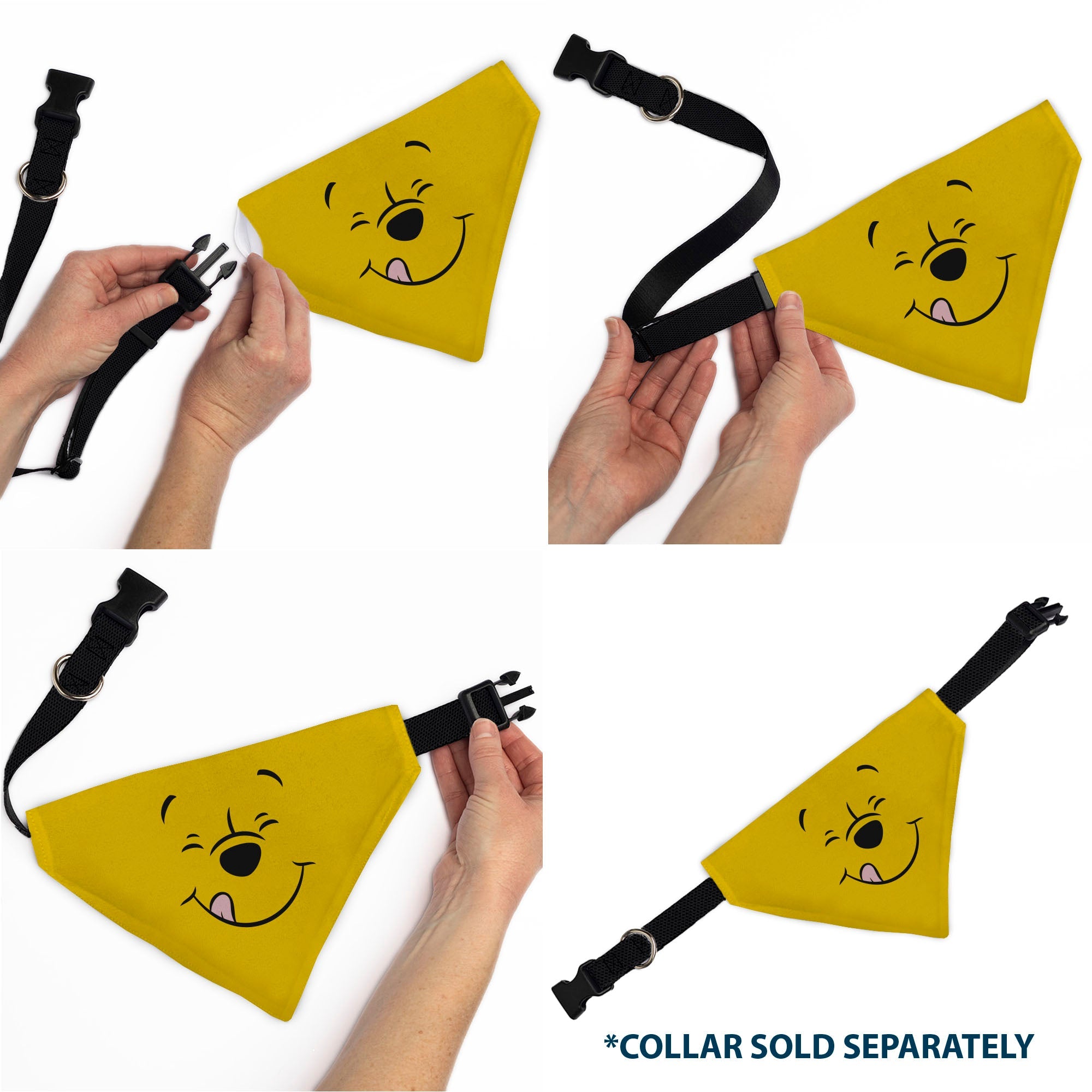 Pet Bandana - Winnie the Pooh Winking Smiling Face Golden Yellow