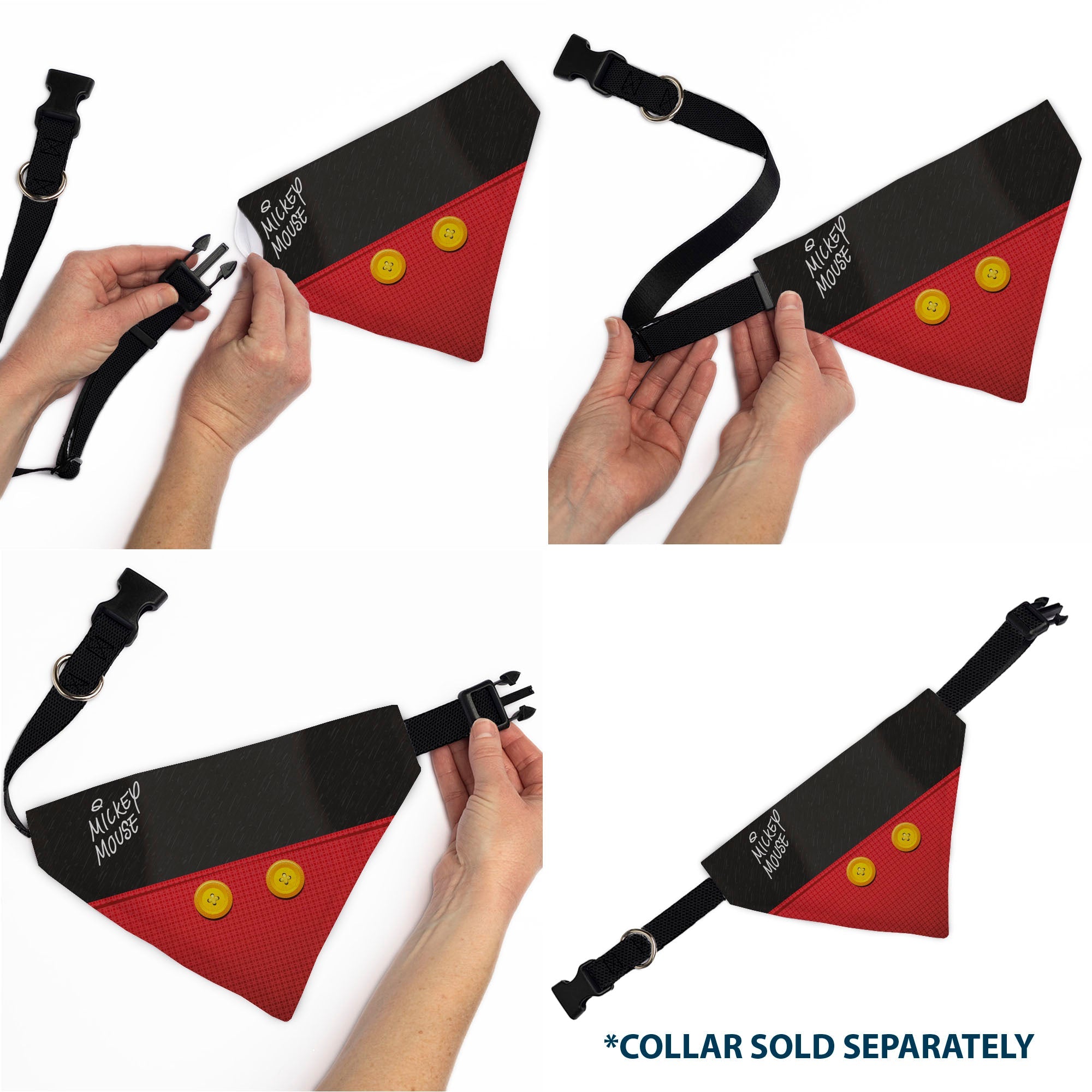 Pet Bandana - Mickey Mouse Buttons Black/Red