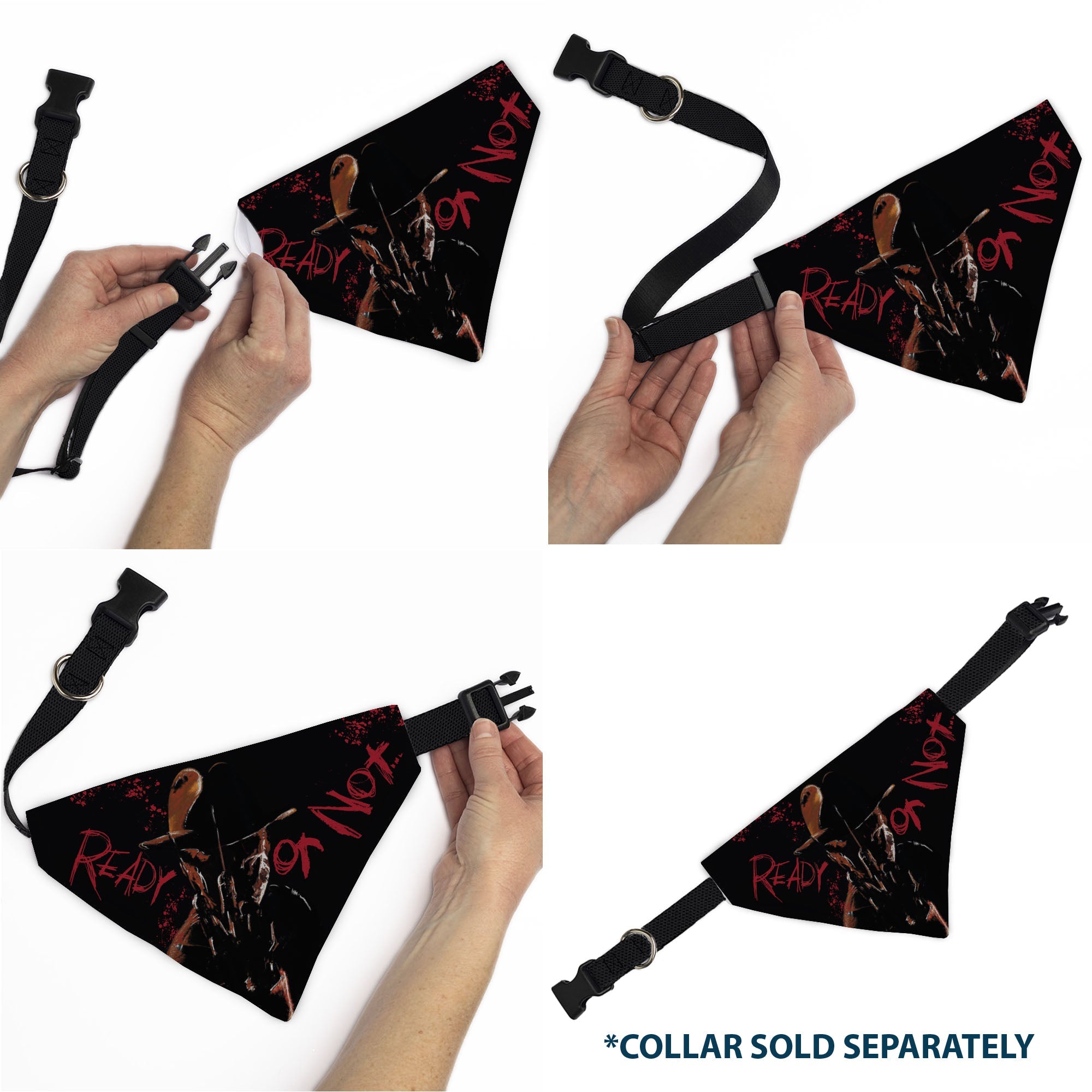 Pet Bandana - A Nightmare on Elm Street Freddy READY OR NOT HERE I COME Pose Black/Red