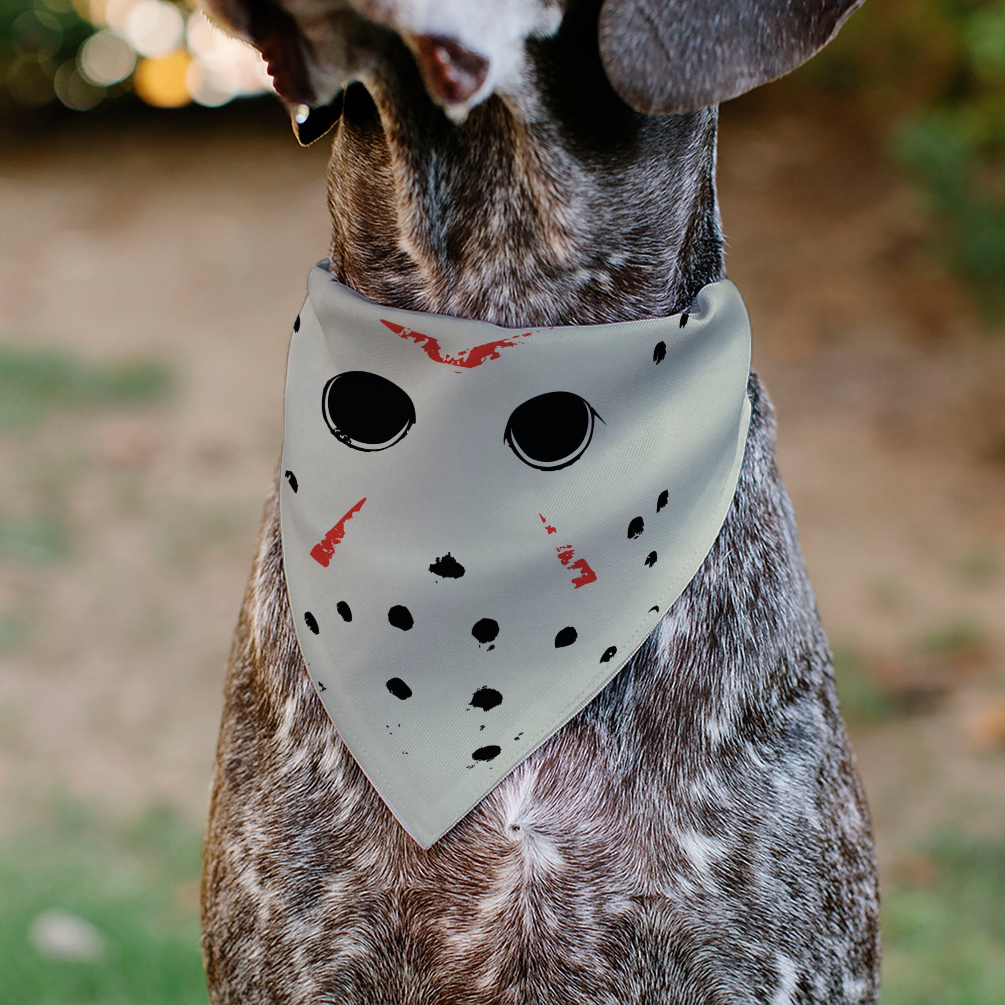 Pet Bandana - FRIDAY THE 13TH Hockey Mask Close-Up White/Black/Red
