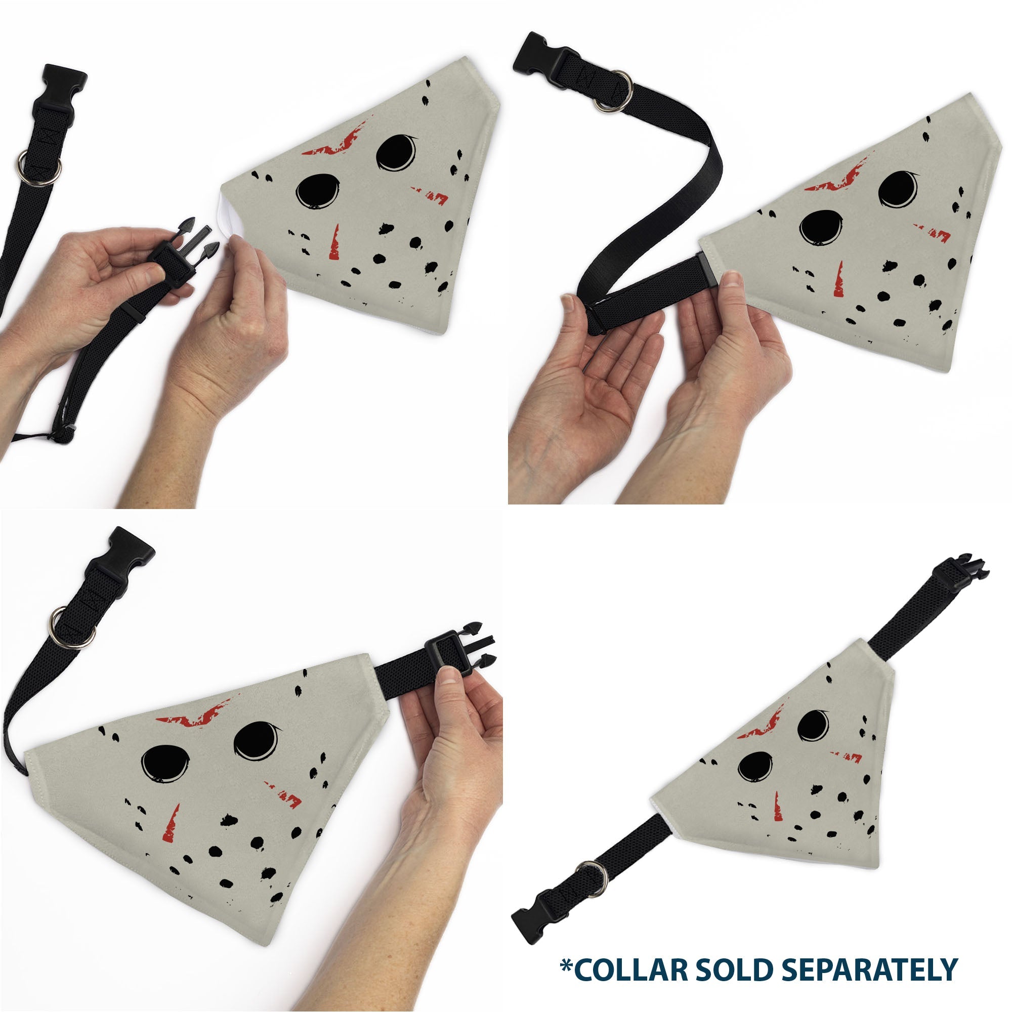 Pet Bandana - FRIDAY THE 13TH Hockey Mask Close-Up White/Black/Red