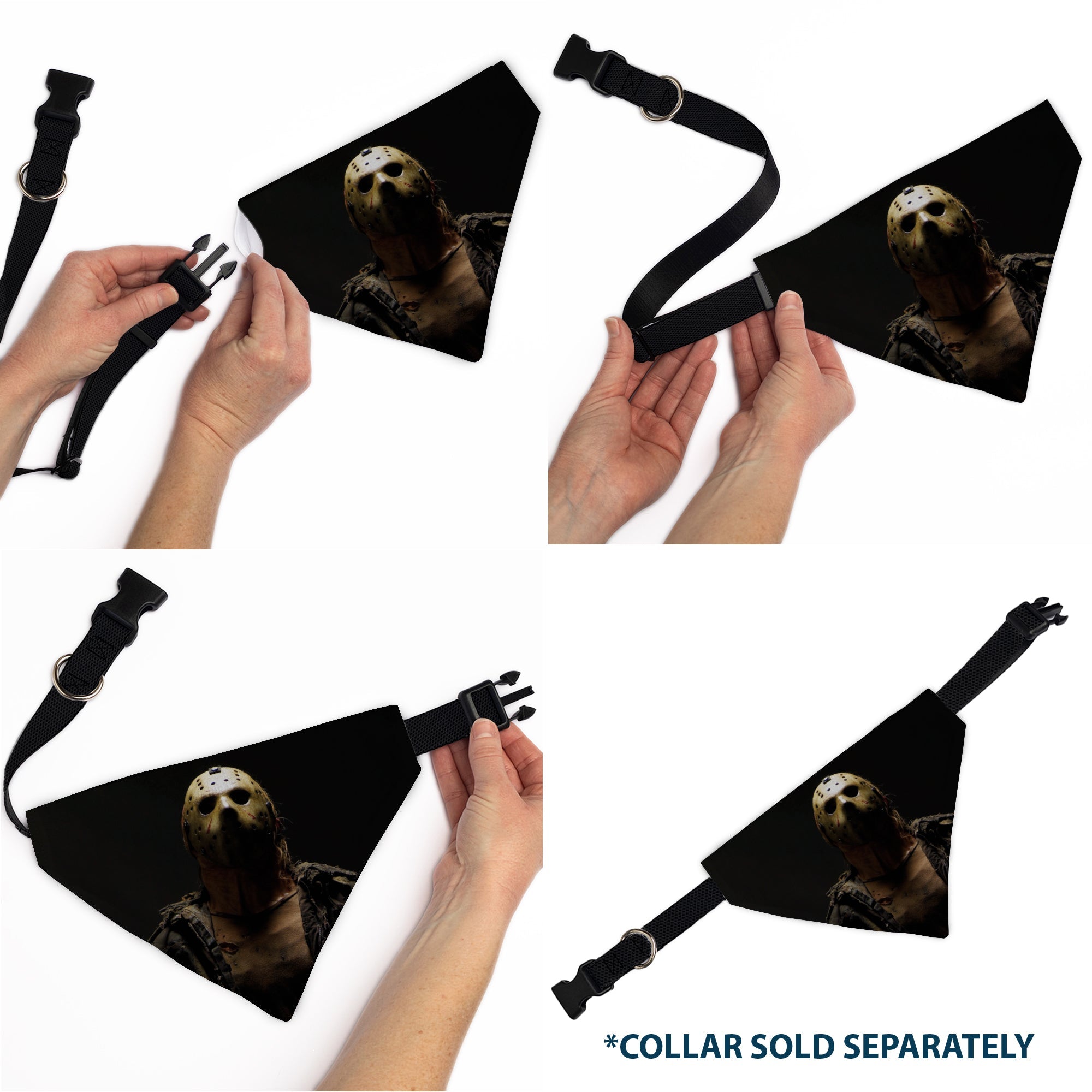 Pet Bandana - FRIDAY THE 13TH Jason Pose and Title Logo Black/Red