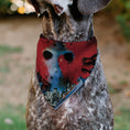 Load image into Gallery viewer, Pet Bandana - FRIDAY THE 13TH Jason Hockey Mask Cityscape and Title Logo Black/Red
