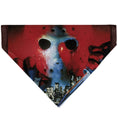 Load image into Gallery viewer, Pet Bandana - FRIDAY THE 13TH Jason Hockey Mask Cityscape and Title Logo Black/Red
