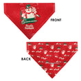 Load image into Gallery viewer, Pet Bandana - FROSTY THE SNOWMAN and Karen Pose and Title Logo Red/White/Green
