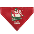 Load image into Gallery viewer, Pet Bandana - FROSTY THE SNOWMAN and Karen Pose and Title Logo Red/White/Green

