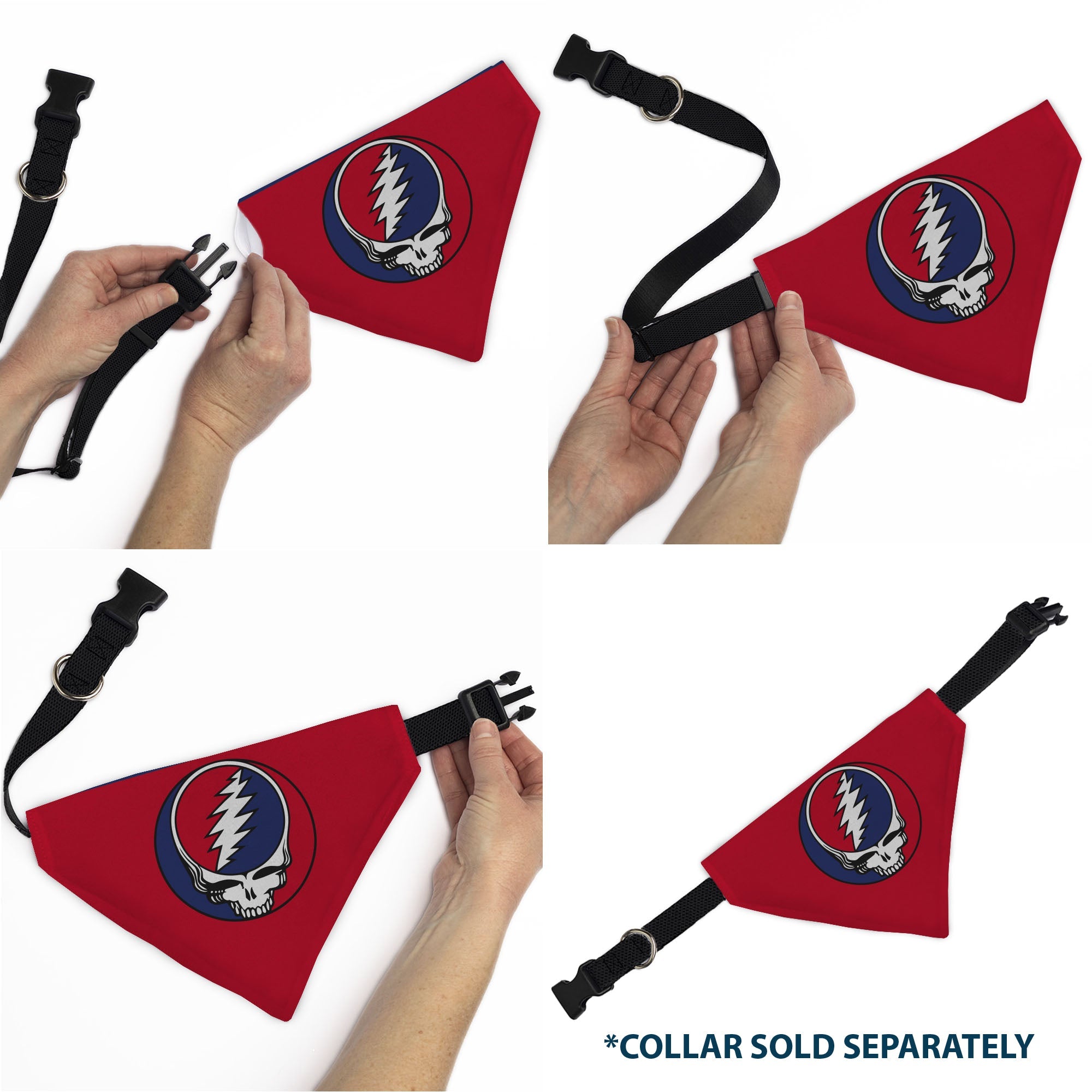 Pet Bandana - Grateful Dead Steal Your Face Logo Centered Red and Blue