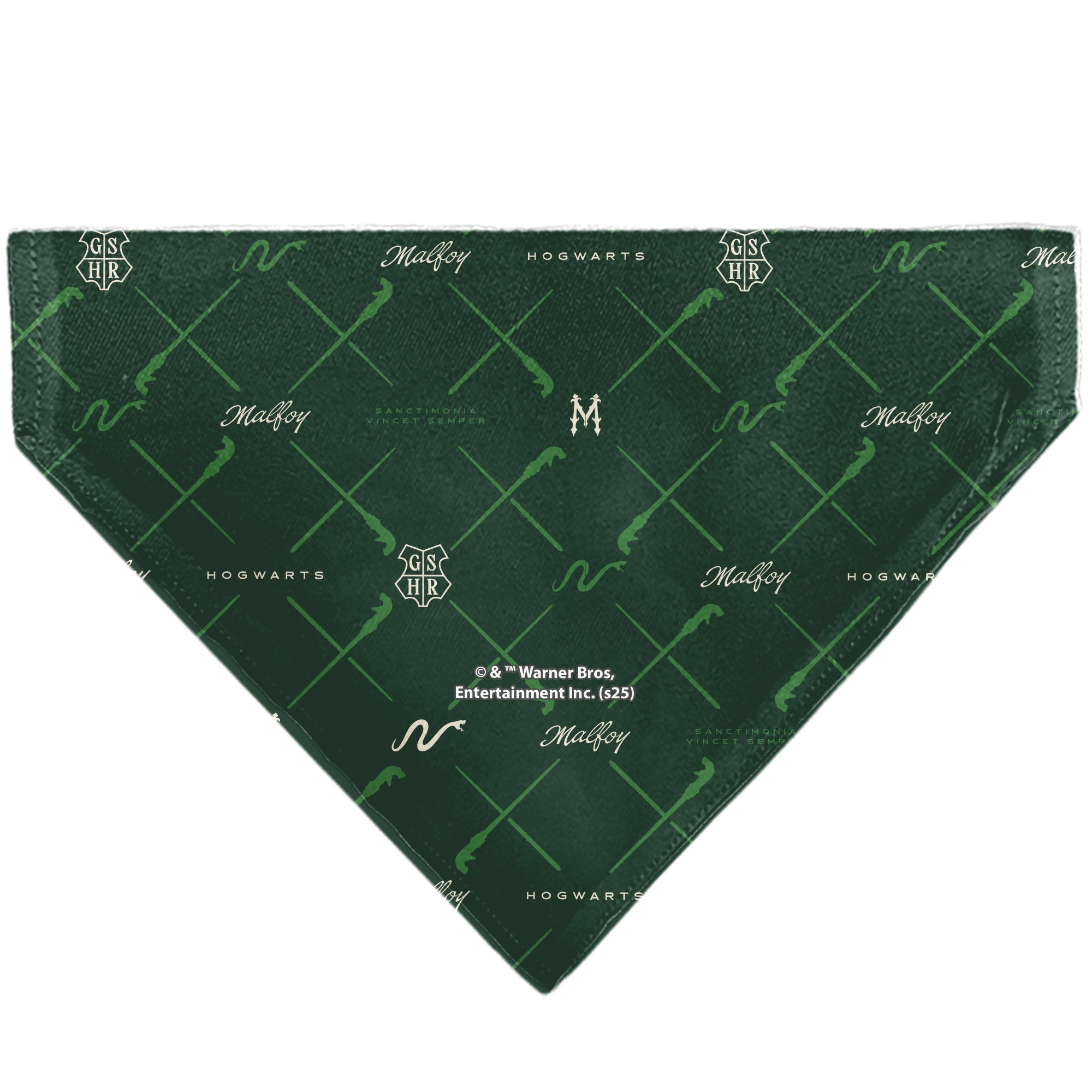 Pet Bandana - HOGWARTS MALFOY Monogram Icons Greens/White