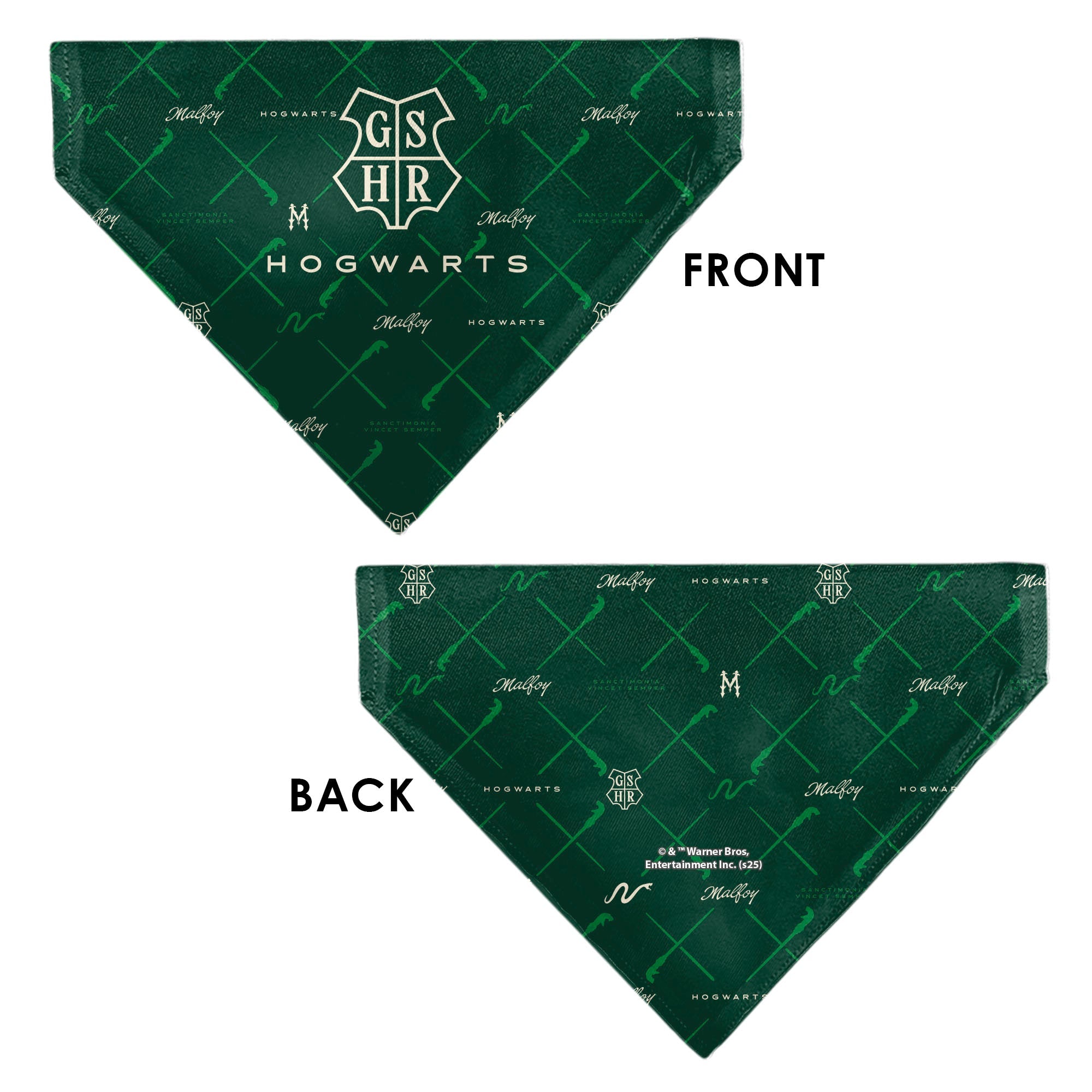 Pet Bandana - HOGWARTS MALFOY Monogram Icons Greens/White