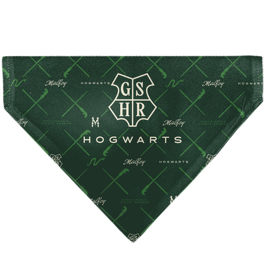 Pet Bandana - HOGWARTS MALFOY Monogram Icons Greens/White