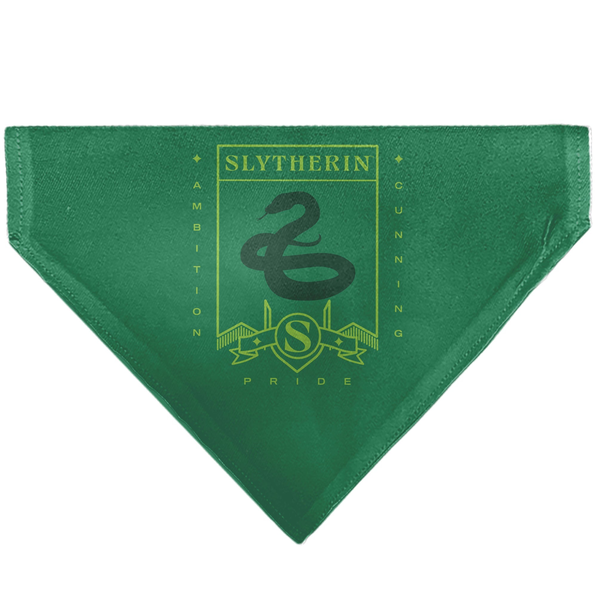 Pet Bandana - Harry Potter SLYTHERIN Traits Banner and Icons Greens/Yellow