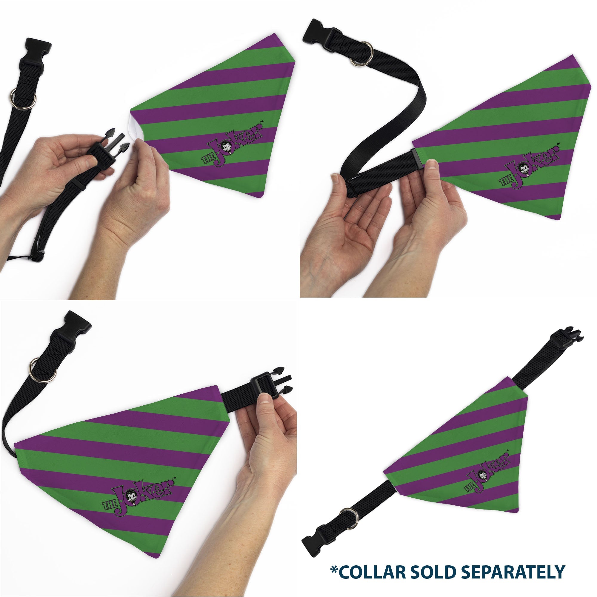 Pet Bandana - THE JOKER Title Logo and Stripe Green/Purple