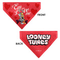 Load image into Gallery viewer, Pet Bandana - Bugs Bunny and Lola Bunny I EAR YOU LOVE ME Pose Hearts and Title Logo Reds
