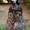 Load image into Gallery viewer, Pet Bandana - COCOA PEBBLES Fred Flintstone and Barney Rubble Cereal Box Print and Vivid Cereal Brown
