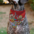 Load image into Gallery viewer, Pet Bandana - FRUITY PEBBLES Fred Flintstone and Barney Rubble Cereal Box Print and Vivid Cereal Multi Color
