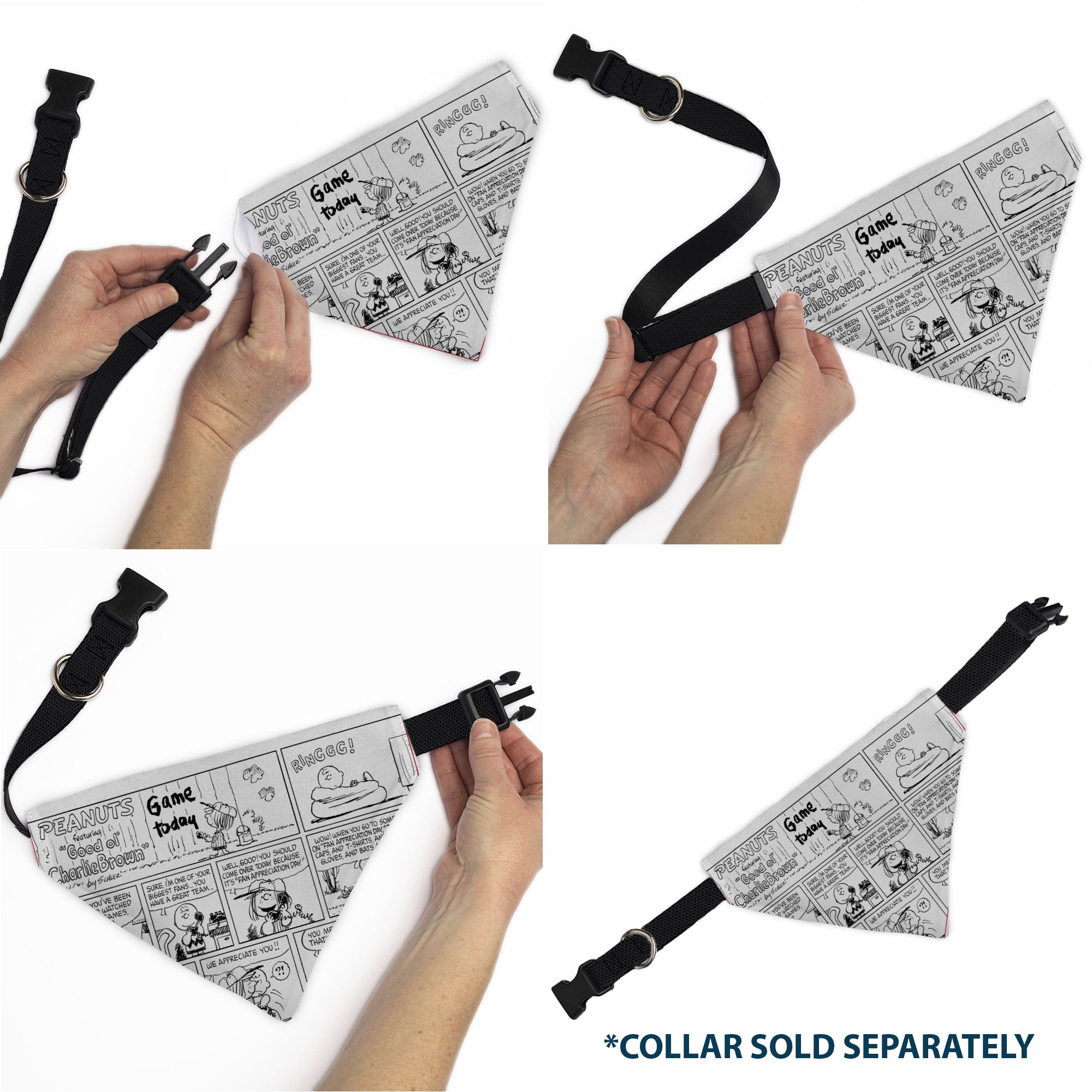 Pet Bandana - PEANUTS Good Ol Charlie Brown Comic Scene Blocks White/Black