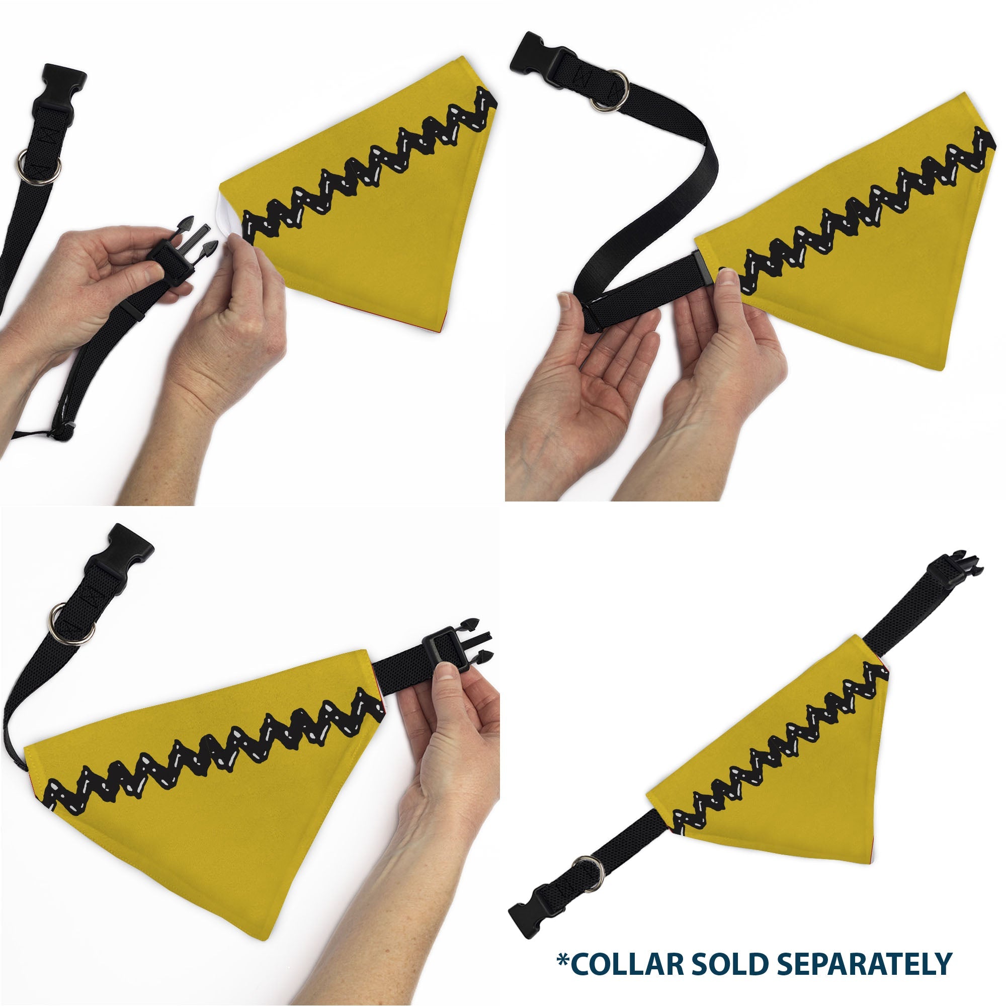 Pet Bandana - Peanuts Charlie Brown Zig Zag Stripe Yellow/Black