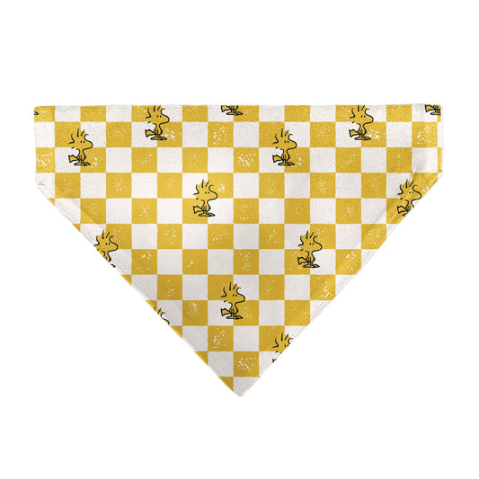 Pet Bandana - Peanuts Woodstock Pose Checker Yellow/White