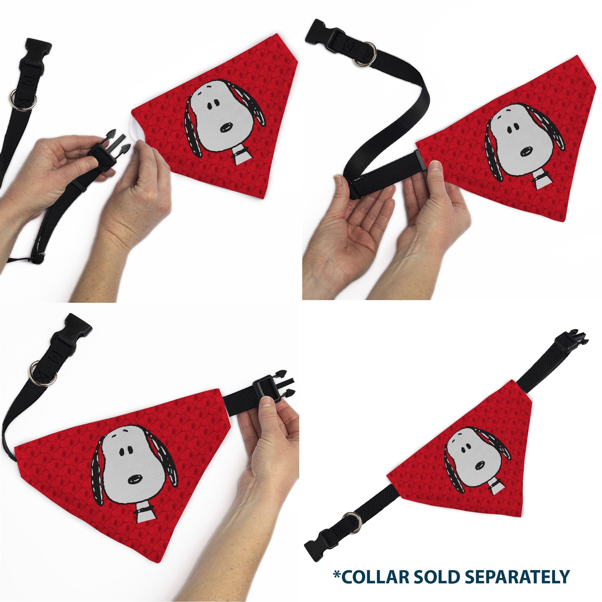 Pet Bandana - Peanuts Snoopy Face and Profile Pose Reds
