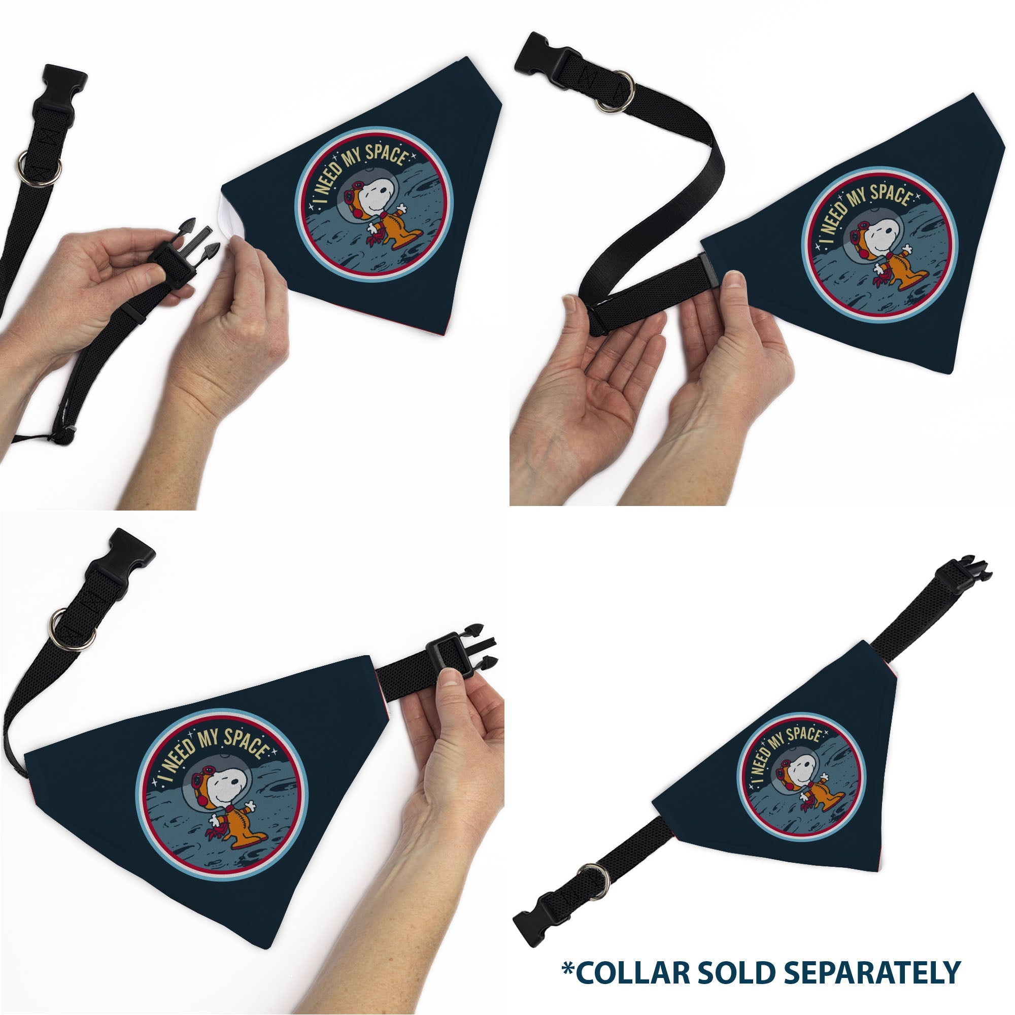 Pet Bandana - Peanuts Astronaut Snoopy I NEED MY SPACE Pose Blue