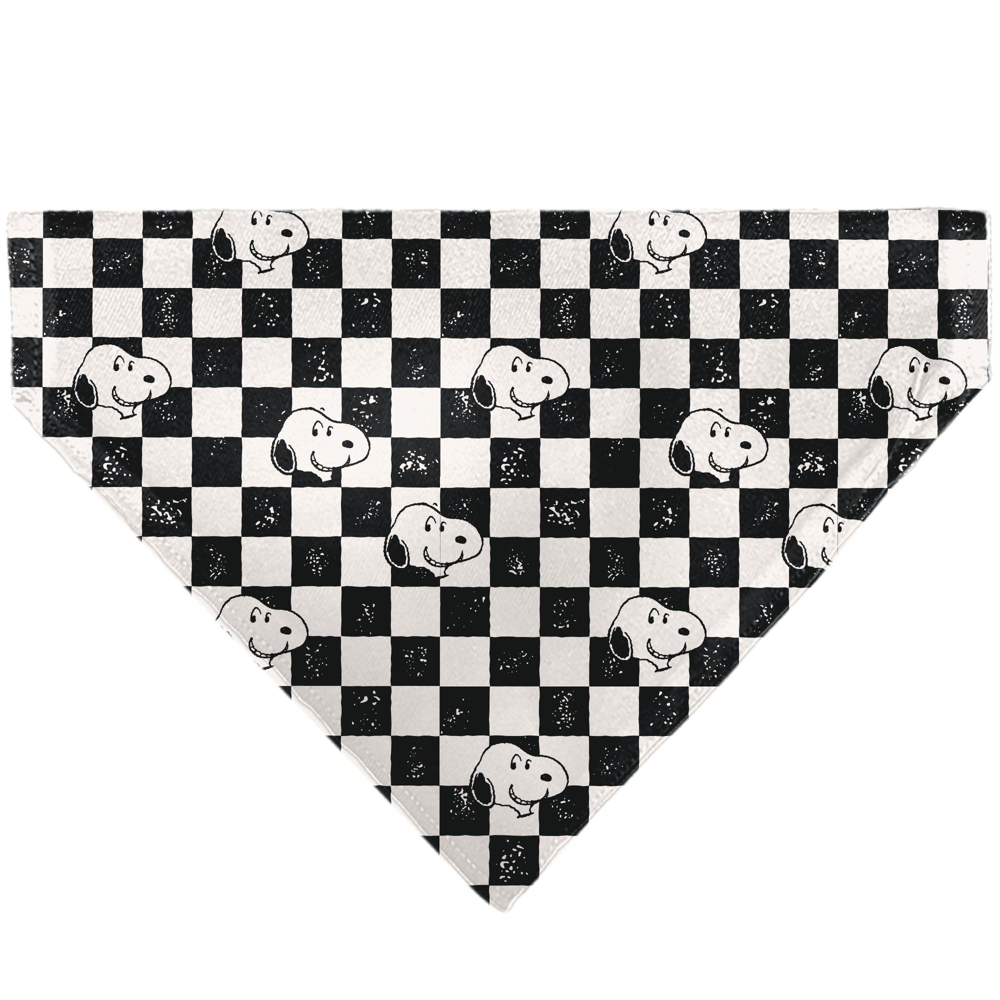 Pet Bandana - Peanuts Snoopy Smiling Face Checker Black/White