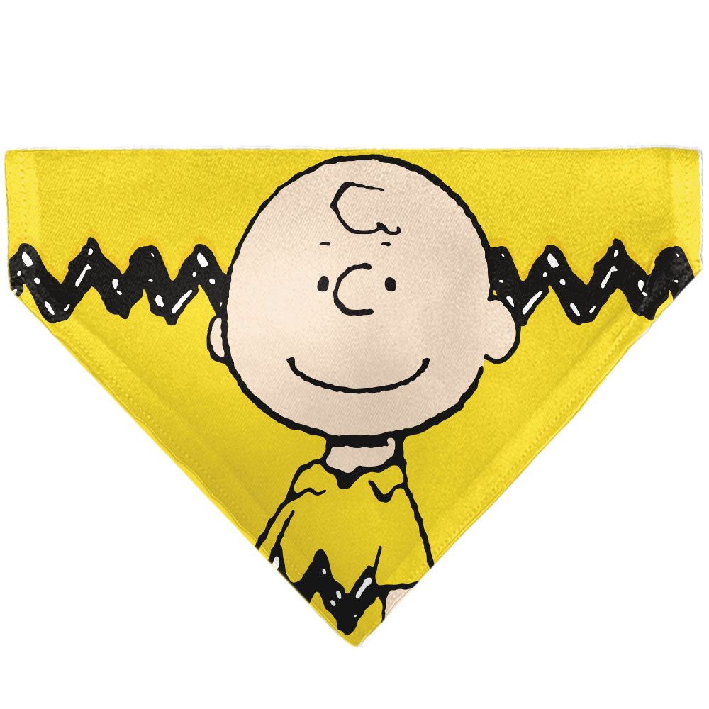 Pet Bandana - Peanuts Charlie Brown Smiling Face Pose with Stripe Yellow
