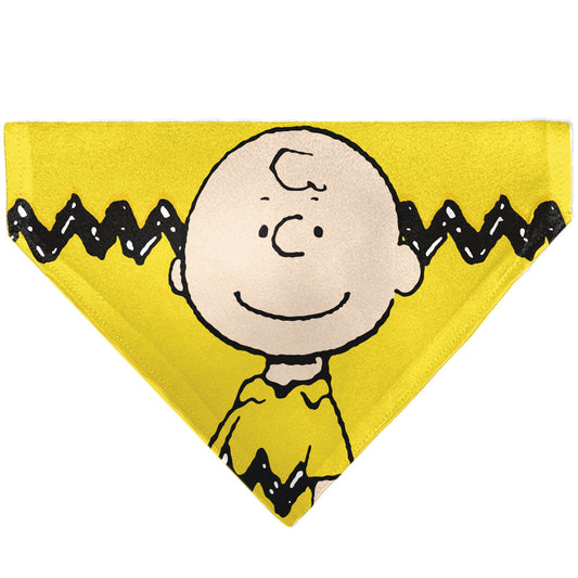 Pet Bandana - Peanuts Charlie Brown Smiling Face Pose with Stripe Yellow