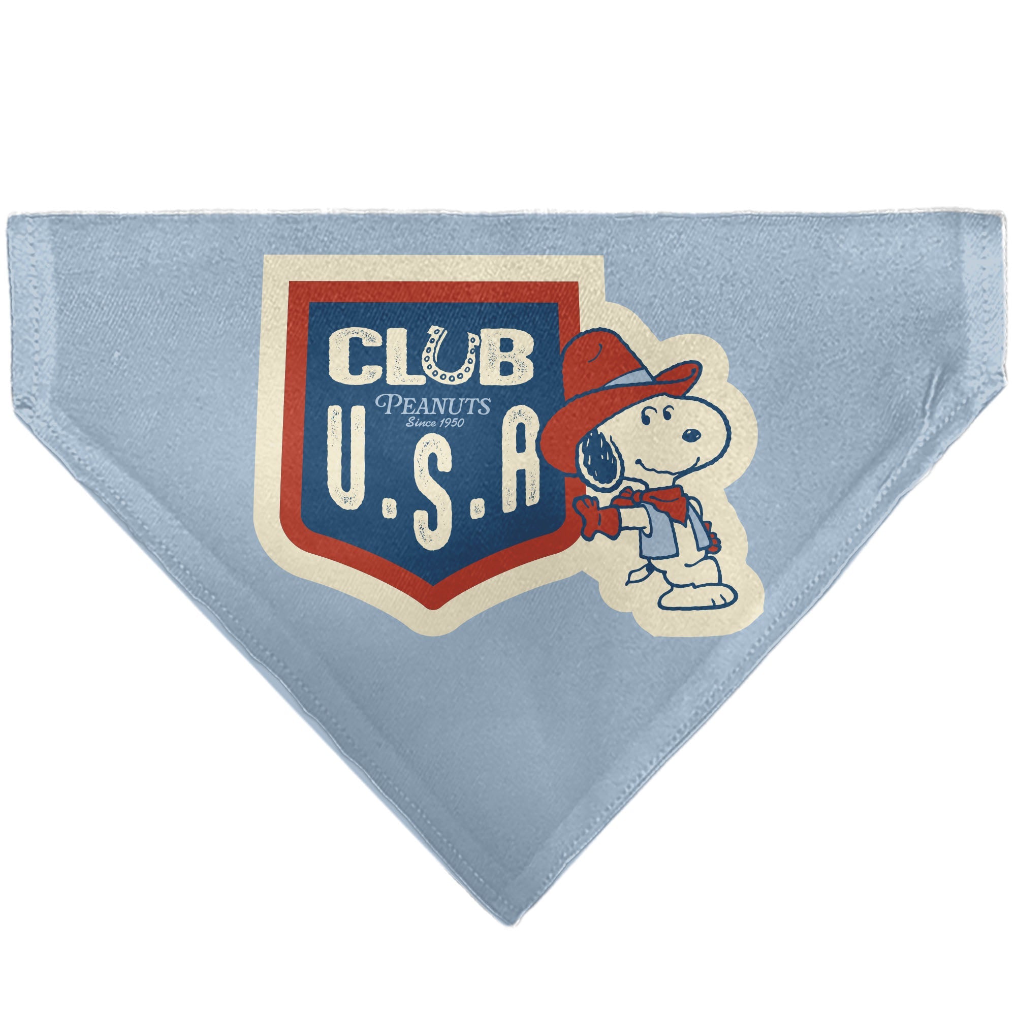 Pet Bandana - Peanuts Snoopy COWBOY USA Pose Light Blue/Red/White/Blue