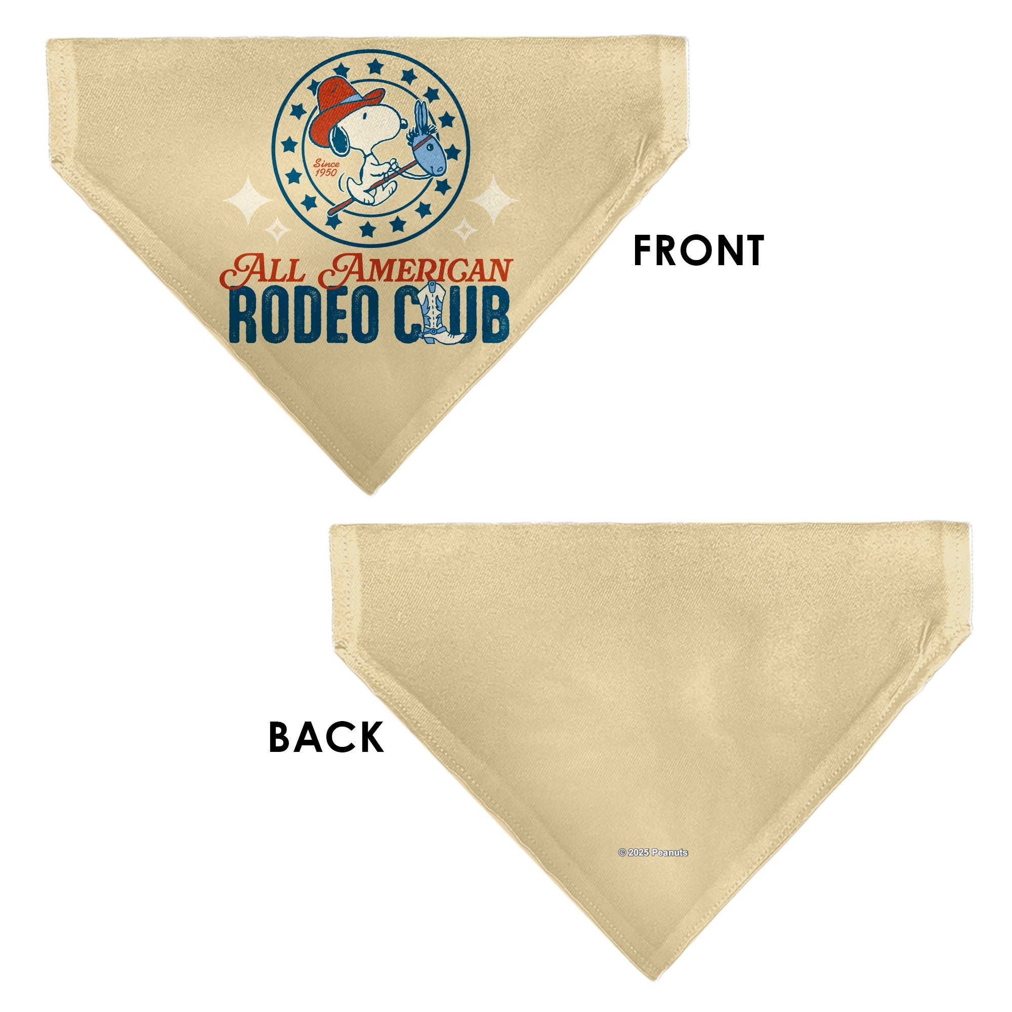 Pet Bandana - Peanuts Snoopy ALL AMERICAN RODEO CLUB Pose Beige/Red/Blues