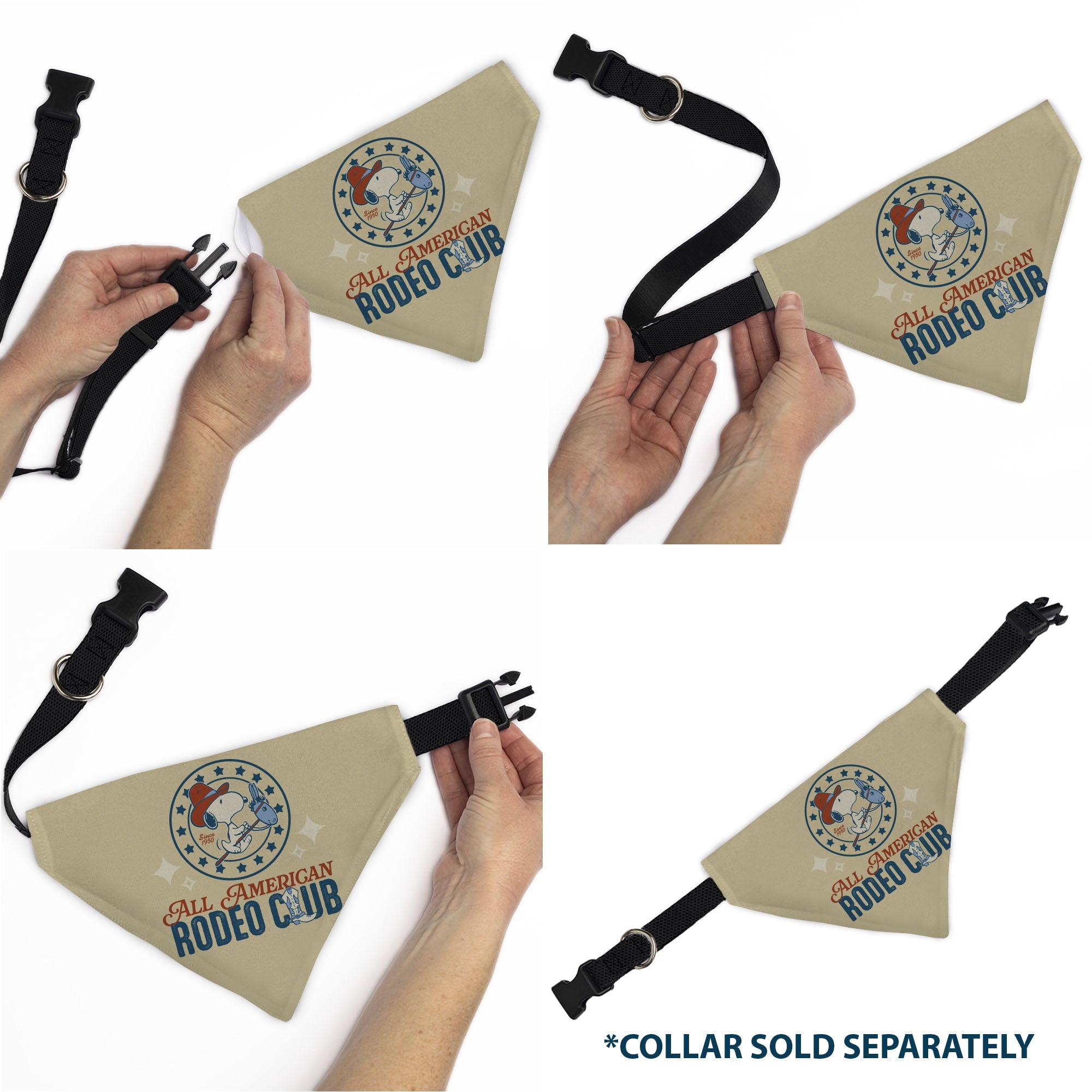 Pet Bandana - Peanuts Snoopy ALL AMERICAN RODEO CLUB Pose Beige/Red/Blues