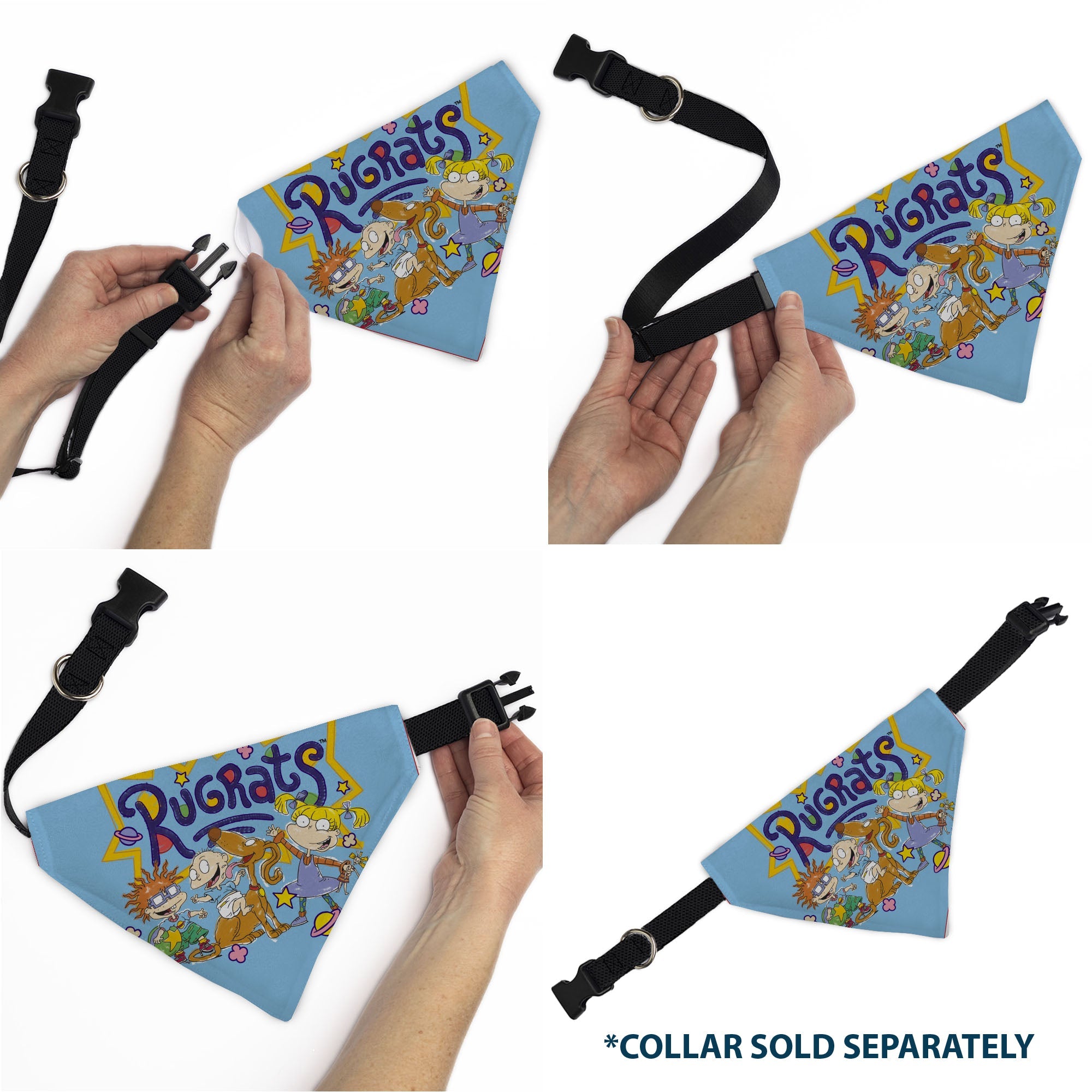 Pet Bandana - RUGRATS Four Character Group Pose and Title Logo Light Blue