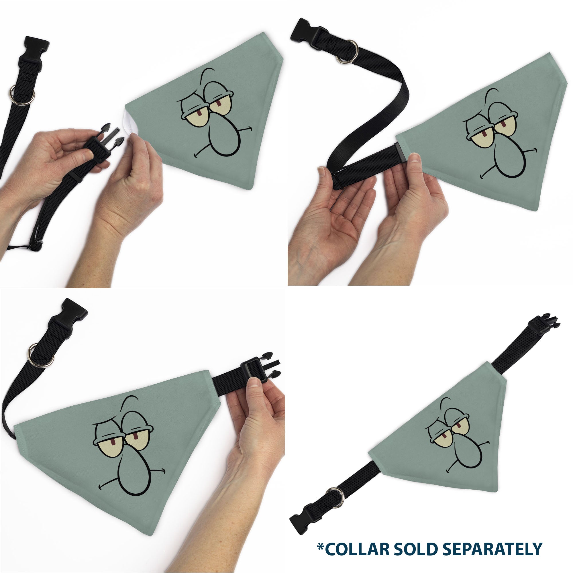 Pet Bandana - SpongeBob SquarePants Squidward Character Close-Up Blue