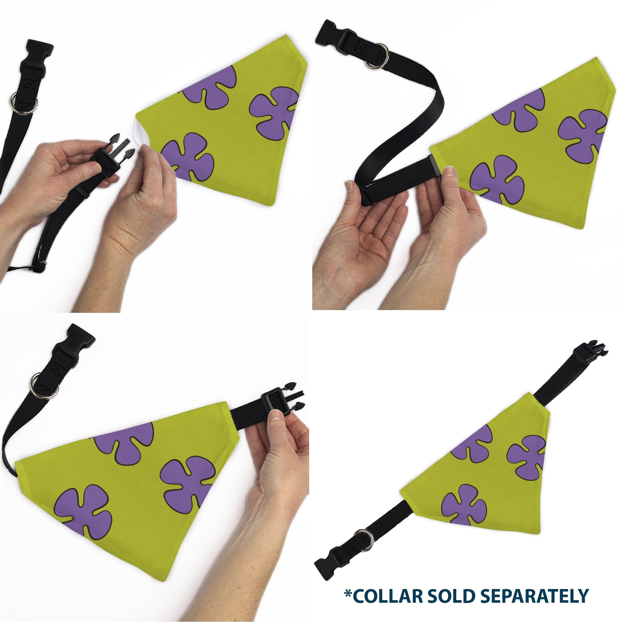 Pet Bandana - Patrick Star Shorts Flower Icon Green/Lavender