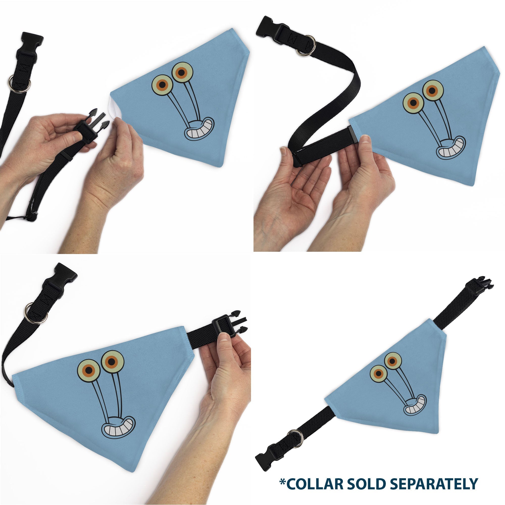 Pet Bandana - GARY the Snail Smiling Face Close-Up and Text Blue/Pinks