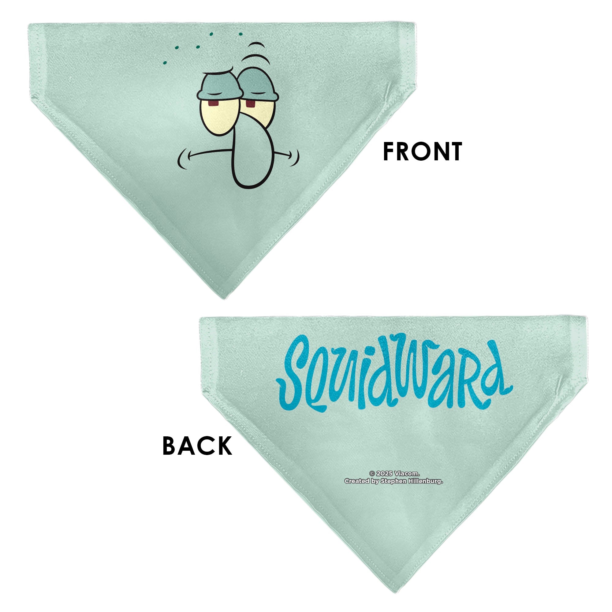 Pet Bandana - SQUIDWARD Frowning Face Close-Up and Text Blues
