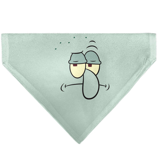 Pet Bandana - SQUIDWARD Frowning Face Close-Up and Text Blues
