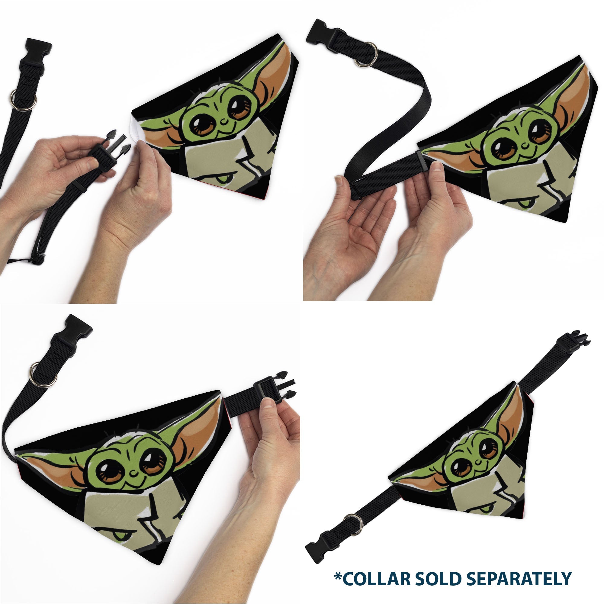 Pet Bandana - Star Wars Grogu Baby Yoda Smiling Impression Painting Black