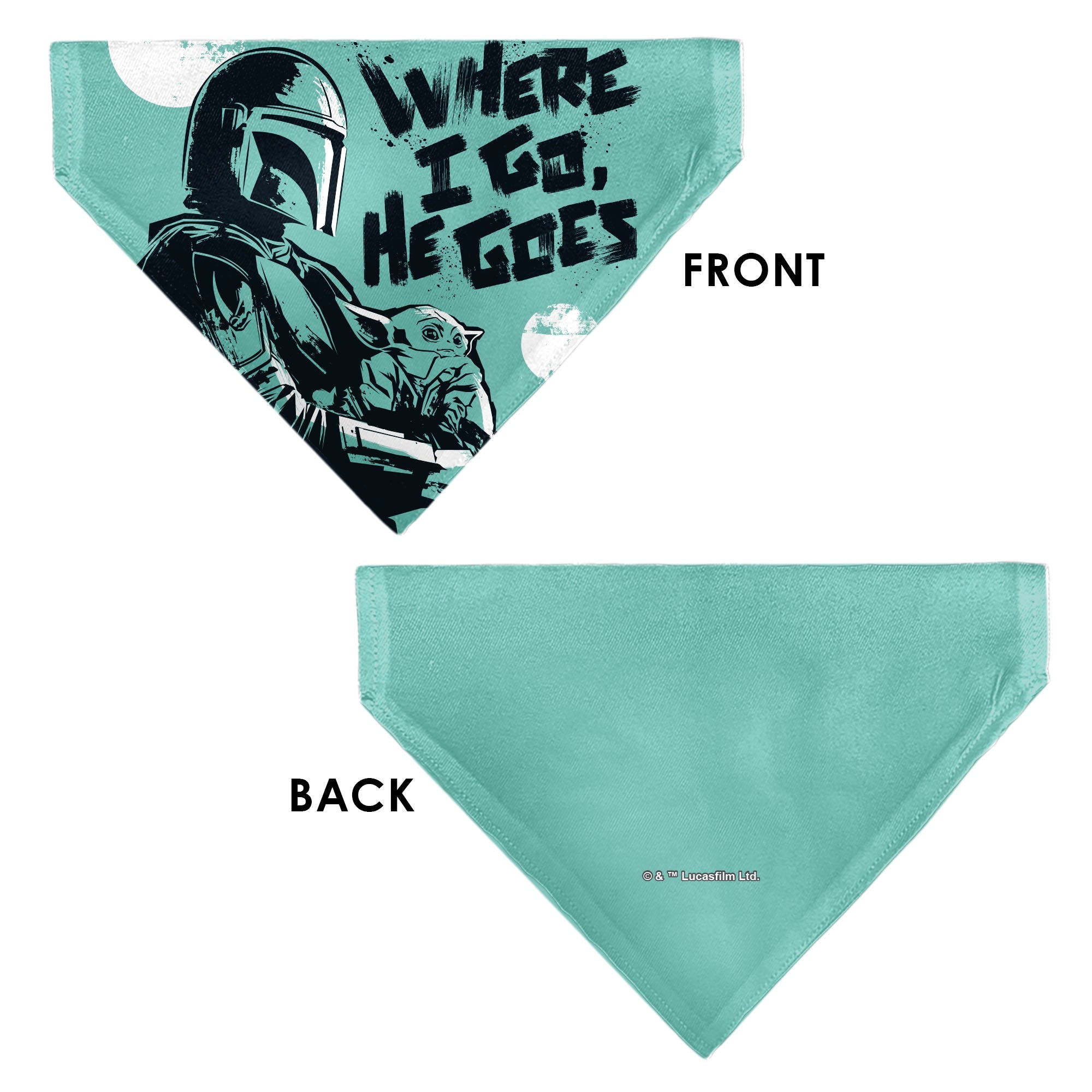 Pet Bandana - Star Wars The Madalorian and Grogu WHERE HE GOES I GO Pose Blue/Black