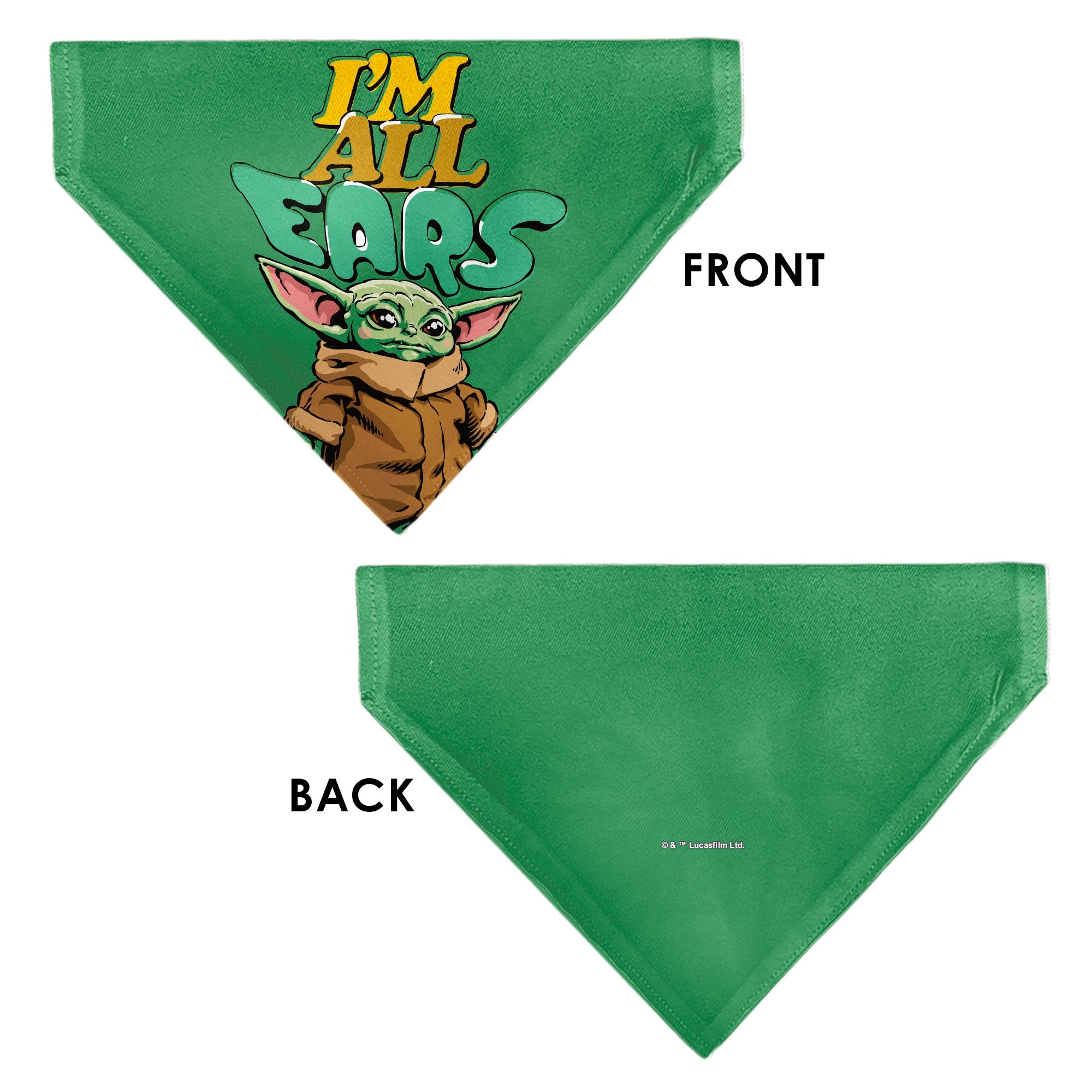 Pet Bandana - Star Wars Grogu I'M ALL EARS Pose Green